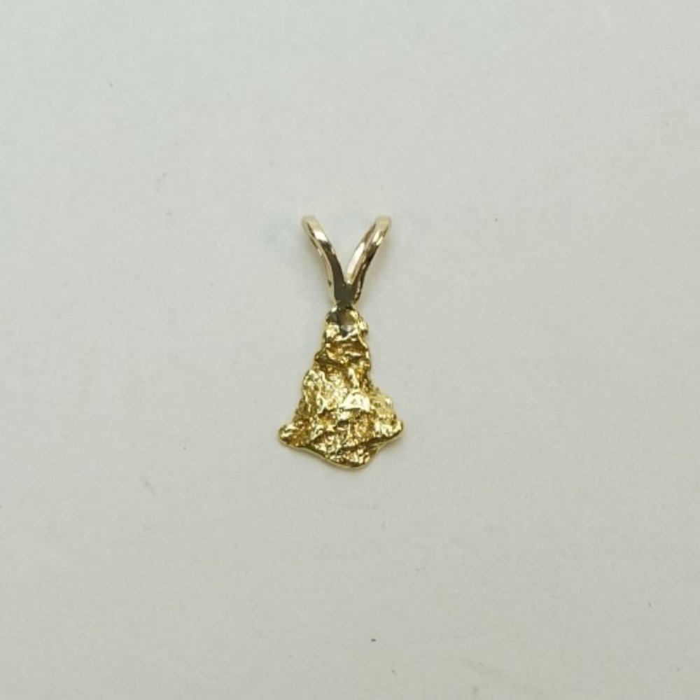 21K Gold Nugget Pendant 14k necklace 15"